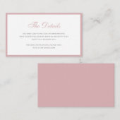 Eenvoudig Roos roze formele bruiloft Encl Informatiekaartje (Voorkant / Achterkant)
