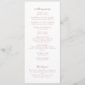 Eenvoudig Roos Roze Kersenbloesem Monogram Huwelij Programmakaart (Achterkant)