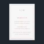 Eenvoudig Roos Roze Monogram Elegante bruiloft Informatiekaartje<br><div class="desc">Eenvoudige Wedding Enclosure-kaart met een modern maar elegant ontwerp met twee Letter-monogram bovenaan en uw ontvangstinformatie omgeven door een dunne rand. Alle ontwerpelementen staan in faux roos gold en kunnen worden gewijzigd in het ontwerpgereedschap. Een stijlvol en stijlvol ontwerp dat ideaal is voor een minimalistisch koppel. Deze behuizingskaarten zijn een...</div>