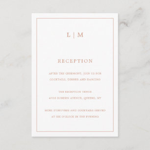 Eenvoudig Roos Roze Monogram Elegante bruiloft Informatiekaartje