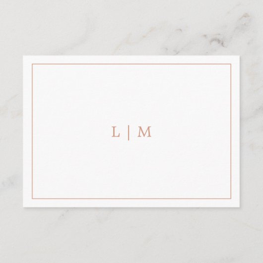 Eenvoudig Roos Roze Monogram Elegante bruiloft Informatiekaartje (Achterkant)