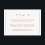 Eenvoudig Roos Roze Monogram Elegante bruiloft Informatiekaartje<br><div class="desc">Eenvoudige trouwbehuizingskaart met een modern, maar elegant ontwerp met uw details omringd door een dunne rand. Al tekst is in roos goud over een witte achtergrond. De doopvonten en de achtergrondkleuren kunnen in om het even welke kleuren worden veranderd u door de knoop "aan te passen" te klikken. Een stijlvol...</div>