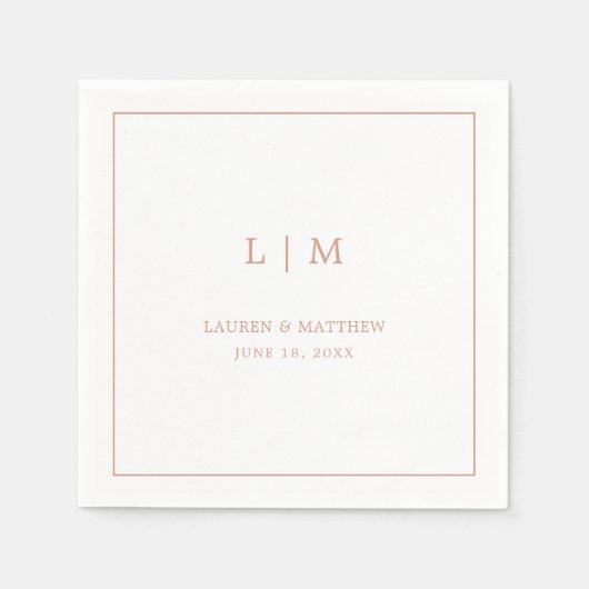 Eenvoudig Roos Roze Monogram Elegante bruiloft Servet (Voorkant)