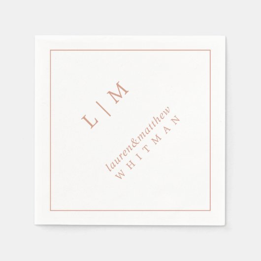 Eenvoudig Roos Roze Monogram Elegante bruiloft Servet (Voorkant)