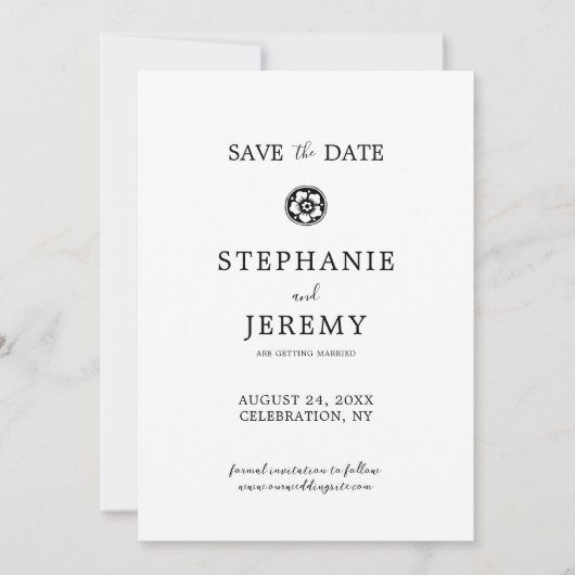 Eenvoudig Roos sparen de Uitnodiging van de Datum (Voorkant)