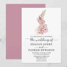 Eenvoudig Roos van Pampas Grass Floral en Paars hu Kaart