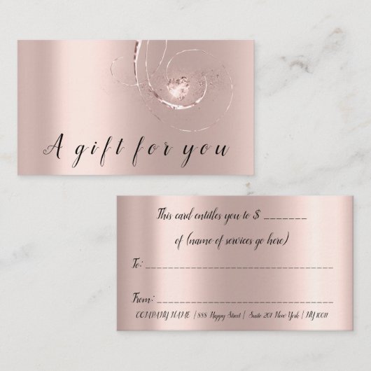 Eenvoudig Roos Wart Cadeaubon Delicate Afsprakenkaartje (Voorkant / Achterkant)