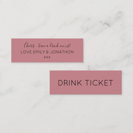 Eenvoudig Roos weddenschap Drink Ticket (Voorkant / Achterkant)