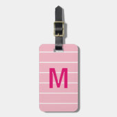 Eenvoudig Roos Wit Lijnen Roze Vet Monogram Bagagelabel (Voorkant verticaal)