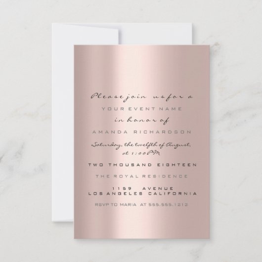 Eenvoudig Rose Gold Blush Bruids Sweet 16th Kaart (Voorkant)