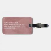 Eenvoudig rosy bruin monogram met naam bagagelabel (Achterkant horizontaal)