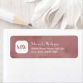 Eenvoudig rosy bruin monogram met naam etiket (Insitu)