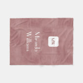 Eenvoudig rosy bruin monogram met naam fleece deken (Voorkant (Horizontaal))