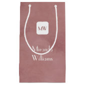 Eenvoudig rosy bruin monogram met naam klein cadeauzakje (Voorkant)