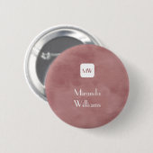 Eenvoudig rosy bruin monogram met naam ronde button 5,7 cm (Voorkant /achterkant)