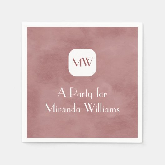 Eenvoudig rosy bruin monogram met naam servetten (Voorkant)