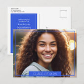 Eenvoudig Royal Blue Photo Afstuderen Briefkaart (Voorkant / Achterkant)