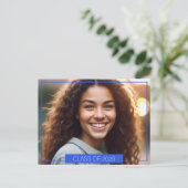 Eenvoudig Royal Blue Photo Afstuderen Briefkaart (Staand voorkant)