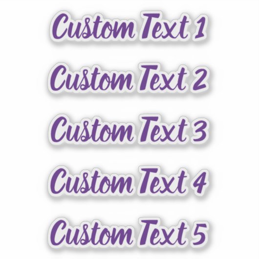 Eenvoudig Royal Paarse Script 5 regels tekst Sticker (Voorkant)