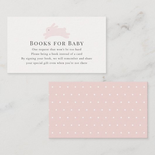 Eenvoudig roze aanvraag bunny Book Informatiekaartje (Voorkant / Achterkant)