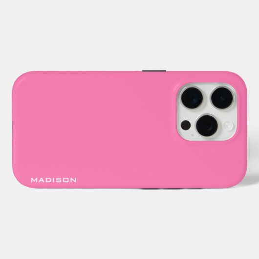 Eenvoudig roze achtergrond wit monogram Case-Mate iPhone case (Achterkant (horizontaal))