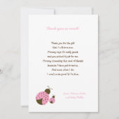 Eenvoudig Roze baby shower Ladybug bedankt notitie (Voorkant)