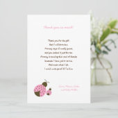 Eenvoudig Roze baby shower Ladybug bedankt notitie (Staand voorkant)