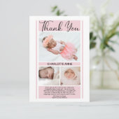 Eenvoudig, roze Baby shower meisje bedankt (Staand voorkant)