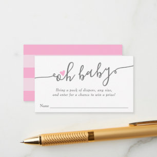 Eenvoudig roze Baby shower met hartslag luidere ri Informatiekaartje