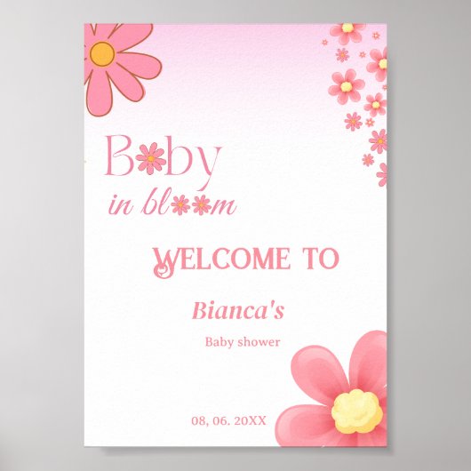 Eenvoudig roze baby shower poster (Voorkant)