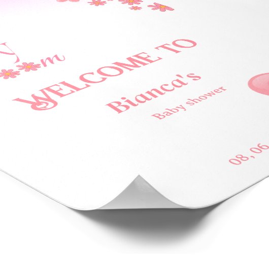 Eenvoudig roze baby shower poster (Hoek)
