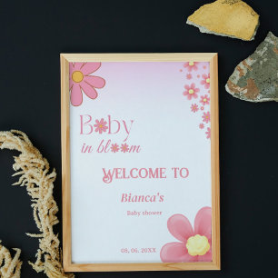 Eenvoudig roze baby shower poster