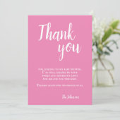 Eenvoudig roze Baby shower voor typografie Bedankkaart (Staand voorkant)