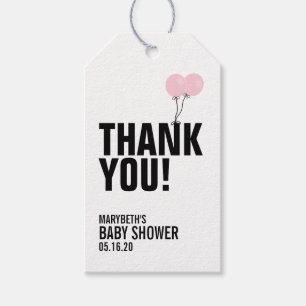Eenvoudig roze ballon Baby shower Dank u Label cad Cadeaulabel
