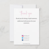 Eenvoudig roze bedankt voor uw klanten. kaart (Achterkant)