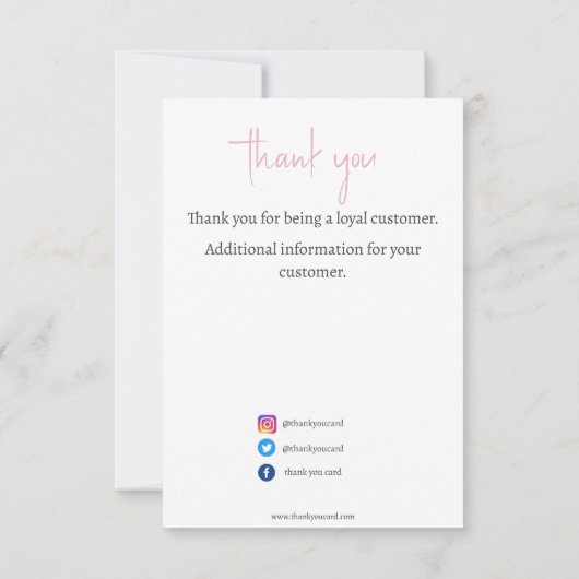 Eenvoudig roze bedankt voor uw klanten. kaart (Achterkant)