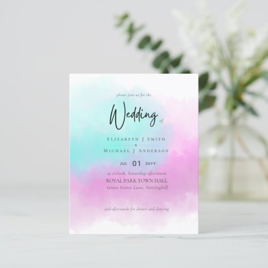 Eenvoudig roze blauw fade Blue Modern Budget Weduw (Staand voorkant)