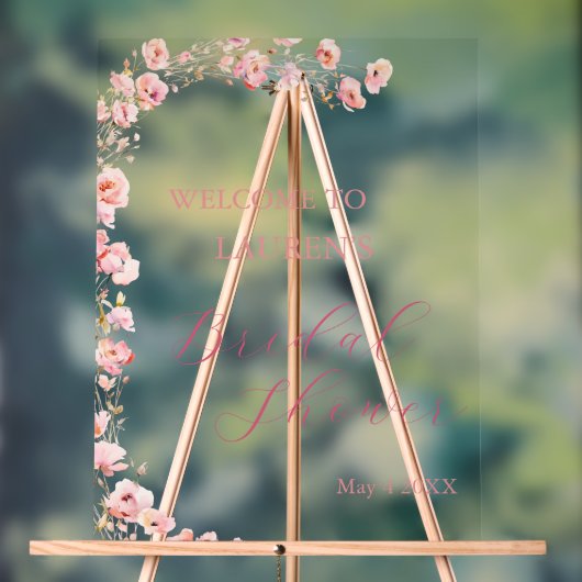 Eenvoudig roze bloementuin Vrijgezellenfeest Acryl Bord (Neutraal)