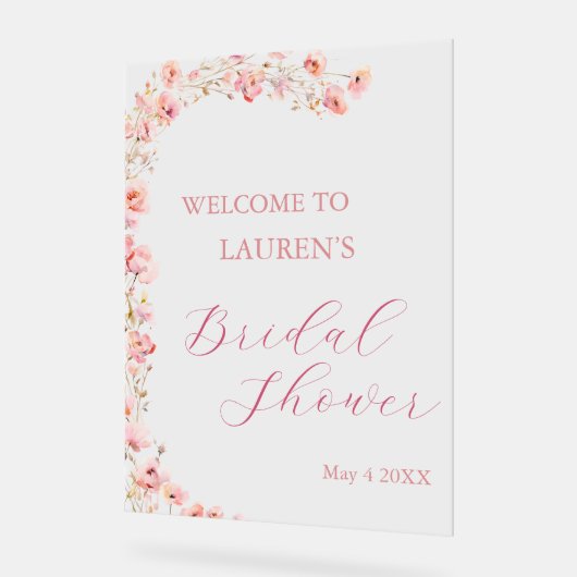 Eenvoudig roze bloementuin Vrijgezellenfeest Acryl Bord (Hoek)