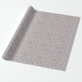 Eenvoudig roze bloemig op grijs | cadeaupapier