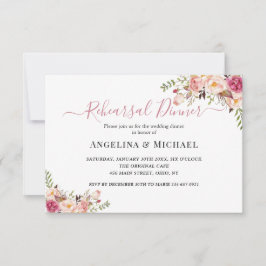 Eenvoudig Roze Bloemig Proefdinermenu voor de Brui Kaart