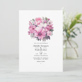 Eenvoudig Roze Bloemstuk Lente Bruiloft Kaart (Staand voorkant)