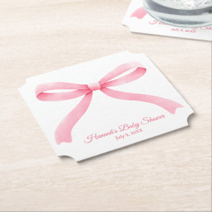 Eenvoudig Roze Bow Girly Baby shower Kartonnen Onderzetters