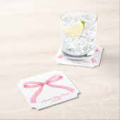 Eenvoudig Roze Bow Girly Baby shower Kartonnen Onderzetters (Insitu)