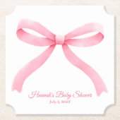 Eenvoudig Roze Bow Girly Baby shower Kartonnen Onderzetters (Voorkant)