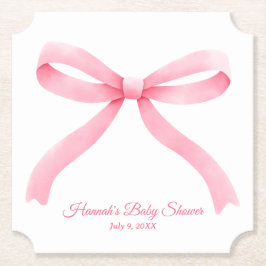Eenvoudig Roze Bow Girly Baby shower Kartonnen Onderzetters
