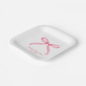 Eenvoudig Roze Bow Girly Baby shower Papieren Bordje (Gebogen)