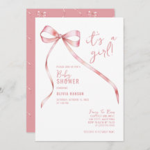 Eenvoudig Roze Bow Meisje Baby shower