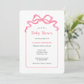 Eenvoudig Roze Bow Meisje Baby shower Kaart (Staand voorkant)