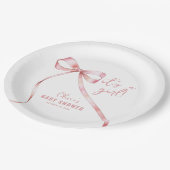 Eenvoudig Roze Bow Meisje Baby shower Papieren Bordje (Gekanteld)